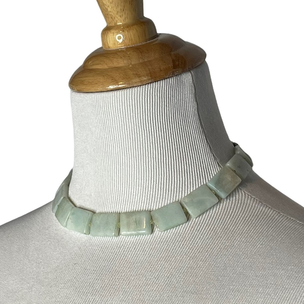 Handmade Artisan Colombian Seafoam Green Stone Choker Necklace - Picture 8 of 14